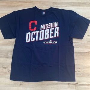 MLB Mens XL Cleveland Mission October Post Season Blue Tee Shirt.